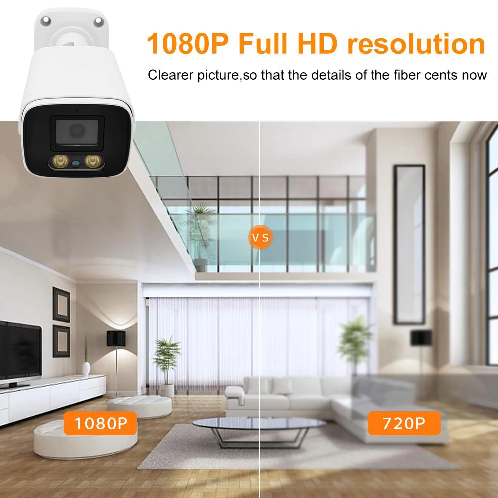 Warmlight waterproof indoor/outdoor camera 4in1 2MP  Bullet Camera mental housing  IR35m Security CCTV  Cameras H.265