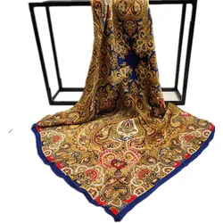 custom high quality fashion designer women printed cotton silk satin ethnic scarves & shawls