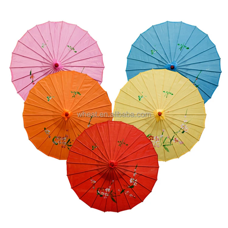 China Factory More Designs Customize Logo Decoration Silk Parasols Sunshade Umbrella
