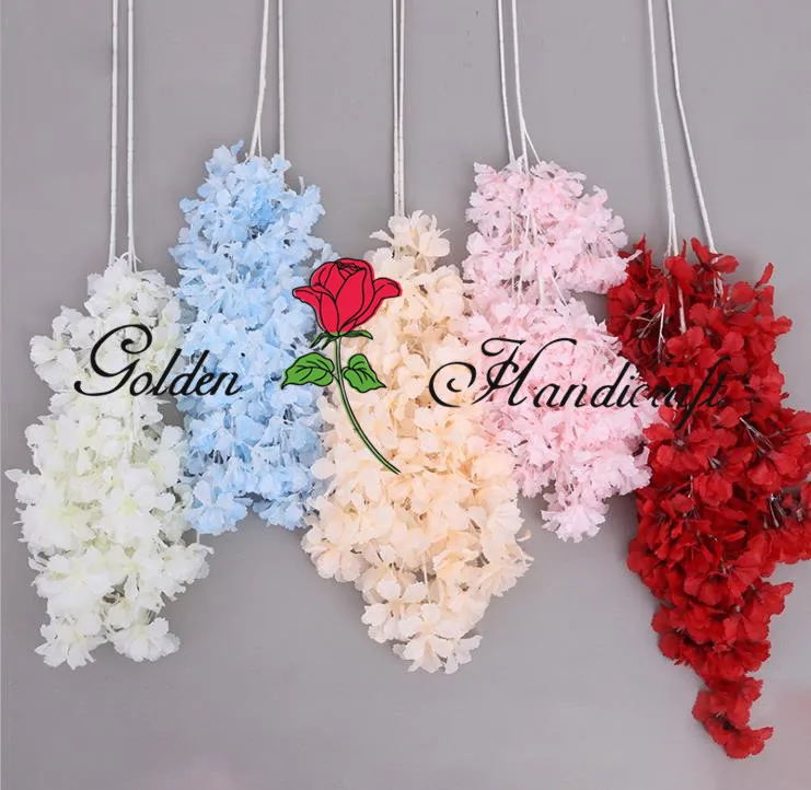 
3 branches artificial cherry blossom flower white cherry blossom branches without leaf for sale 