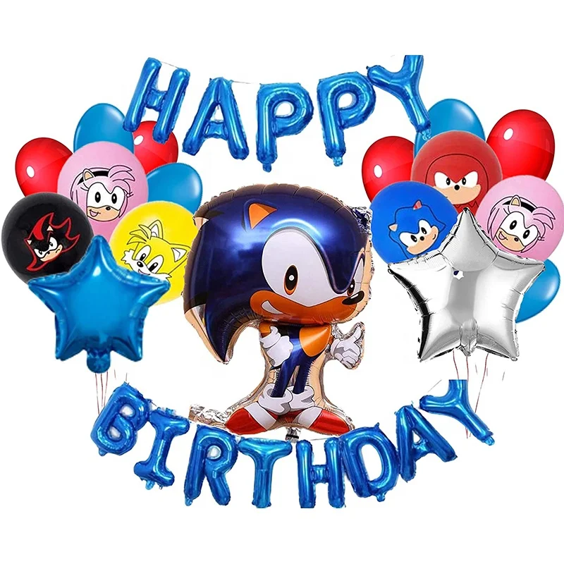 
Latex Party Balloons with Sonic Theme Birthday Party Supplies Decorations The Hedgehog Happy Birthday Banner Foil Balloon 