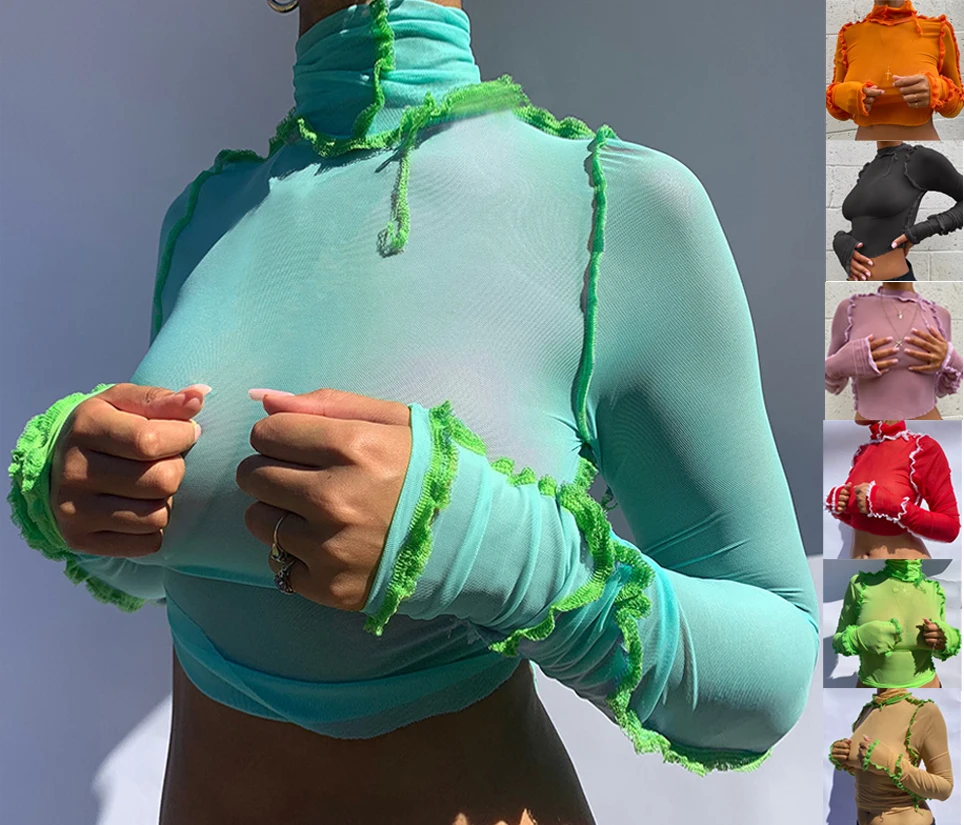 
2021 Fall Fashion Women Tops Sexy Corset Tank Top Ladies Plain Long Sleeve Crop Top 