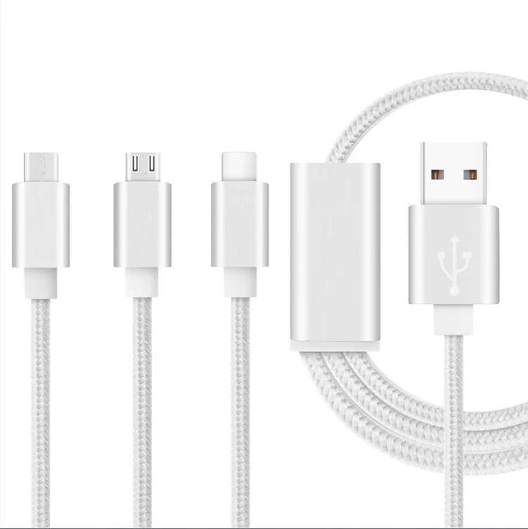 Кабель 3 в 1, прочный, устойчивый к изгибу, OEM, индивидуальный логотип, usb-кабель типа c и микро-кабель для быстрой зарядки, 1 м, оптовая продажа с фабрики