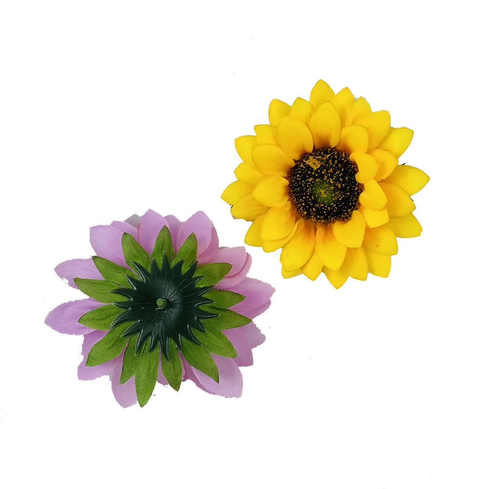 12cm Artificial Sunflower Heads Wholesale Faux Silk Sunflower Head Decoration For Christmas Tree Craft Home Party Wedding Decor