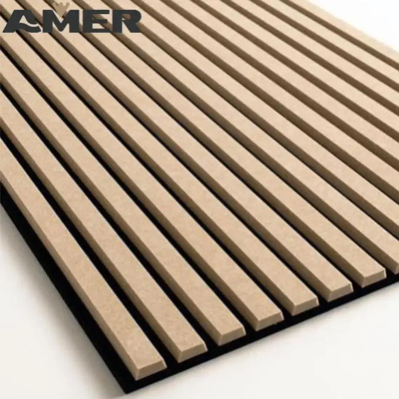 Amer Factory wholesale Sound insulation wood veneer wood slat wall panel soundproofing material acoustical for studio equipment