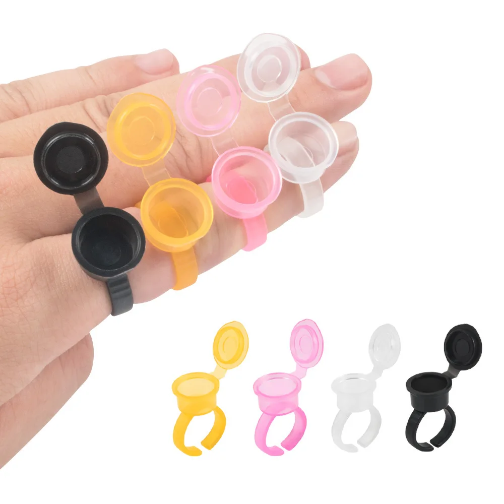 50pcs/bag Disposable Eyelash Extensions Glue Holder Tattoo Ink Cup Ring