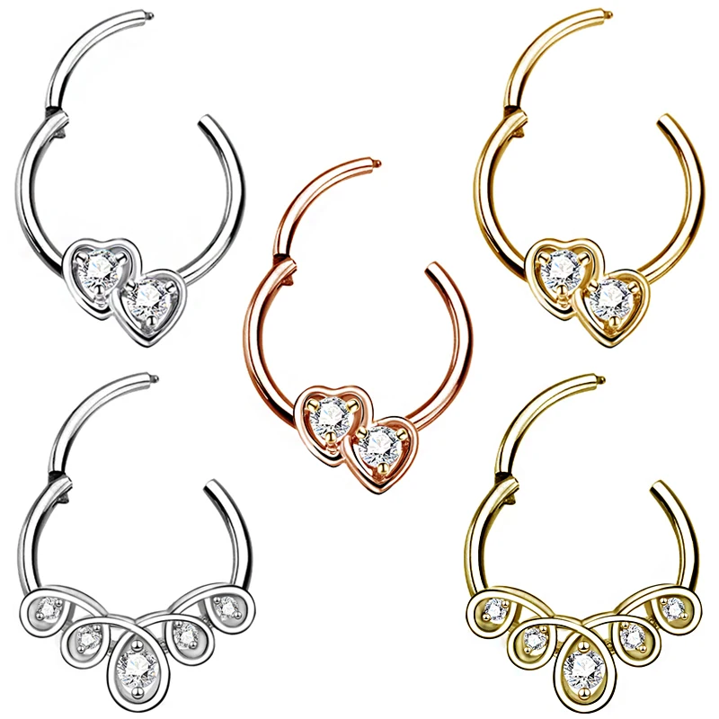 Original Nose Ring Mannequin 14K Gold Septum Solid Ear Noise 16G Surgical Steel Cz Stud 18G Helix Piercing Jewelry