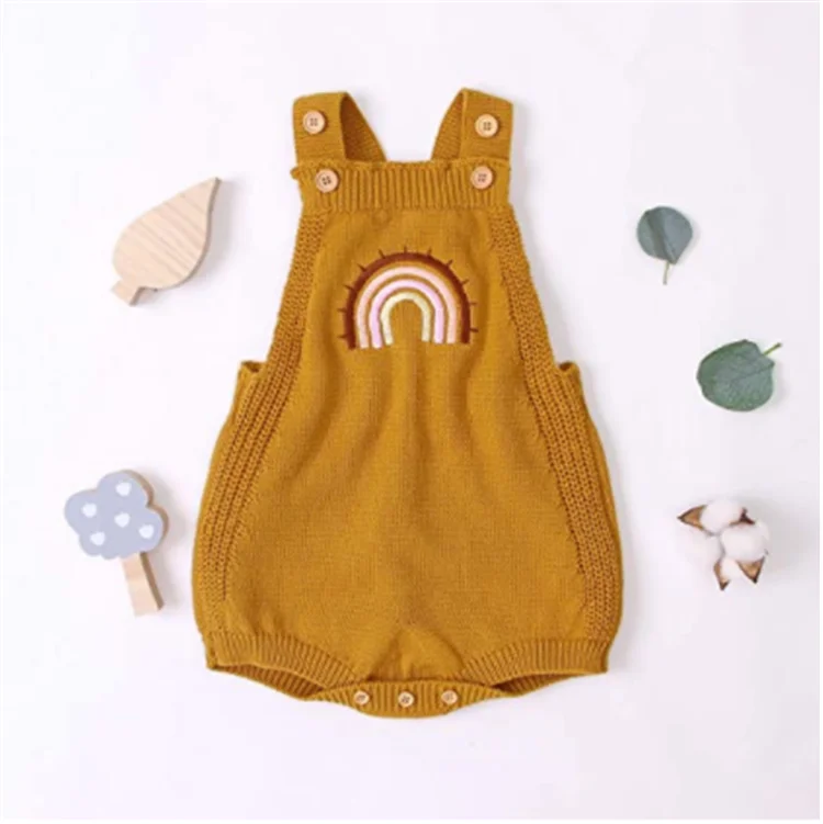 Hot Sale 100% cotton Newborn Baby Knitted Romper Jumpsuit Sleeveless One Piece Outfits