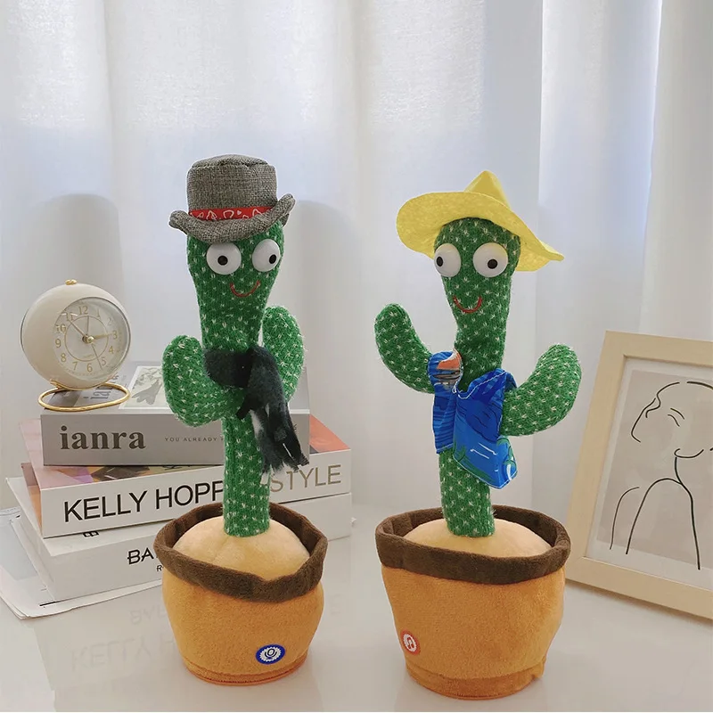 Hot Sale Cute Stuffed Flowerpot Twisting Dancing Cactus Doll Talking Singing Music Dancing Cactus Plush Toy