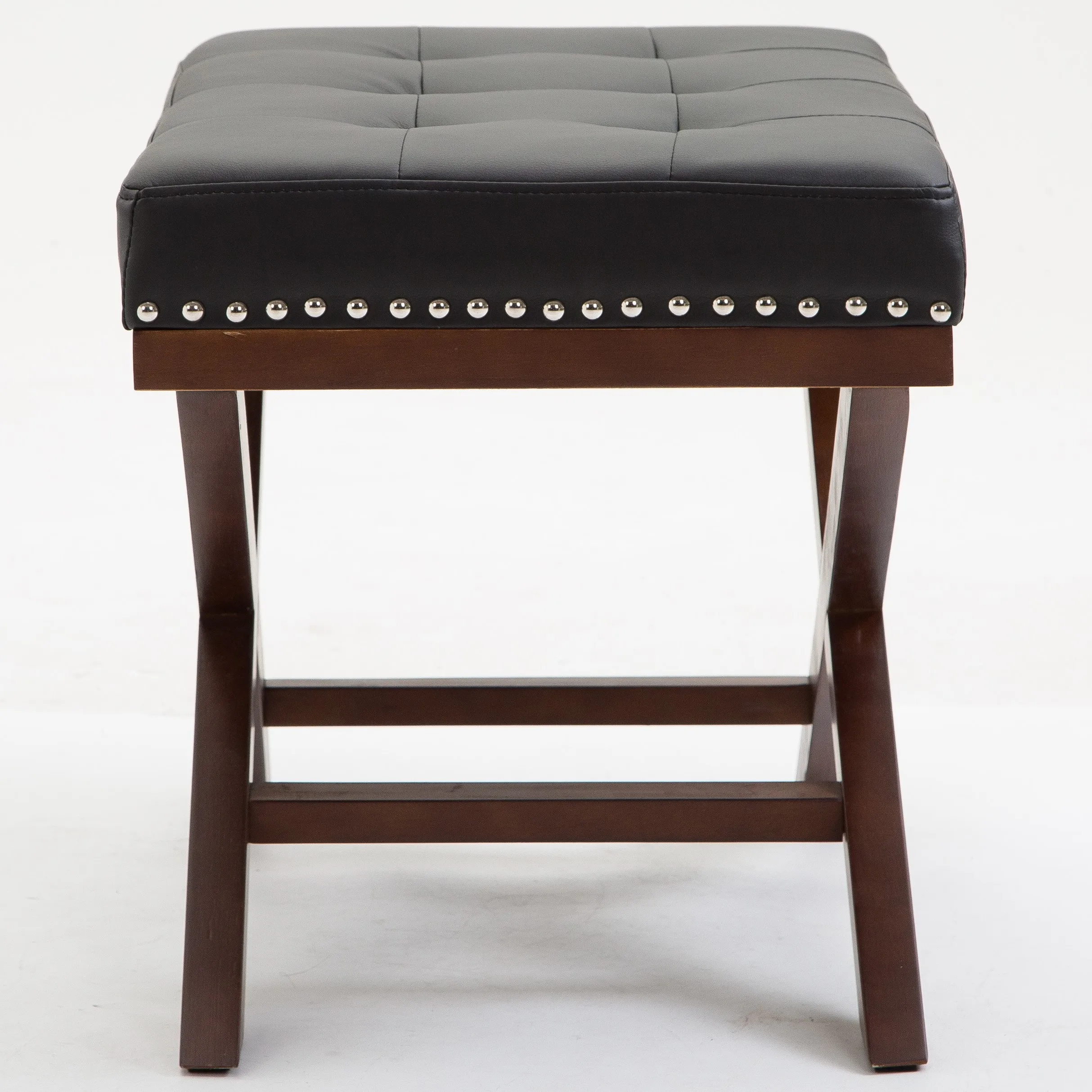 Stylish and Smart Leather Upholstered Solid Wood Living Room Bedroom Footrest