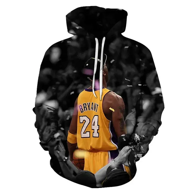 Black Blouses Men Custom Full Bryant Jersey 3D Digital Printing Man Basketball Super Star Hoodie Pullover Plus Size