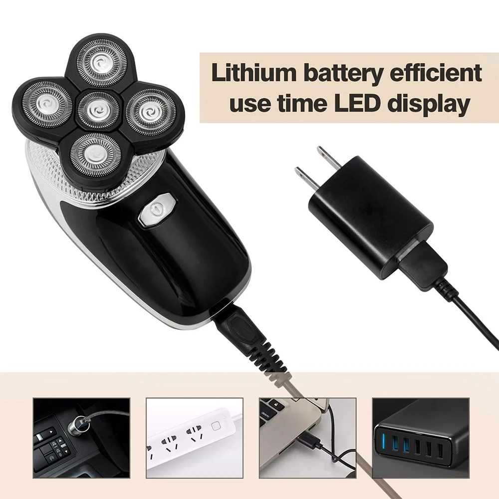 Suttik профессиональная электрическая Водонепроницаемая бритва 5 в 1 с USB для ухода за носом бородой и