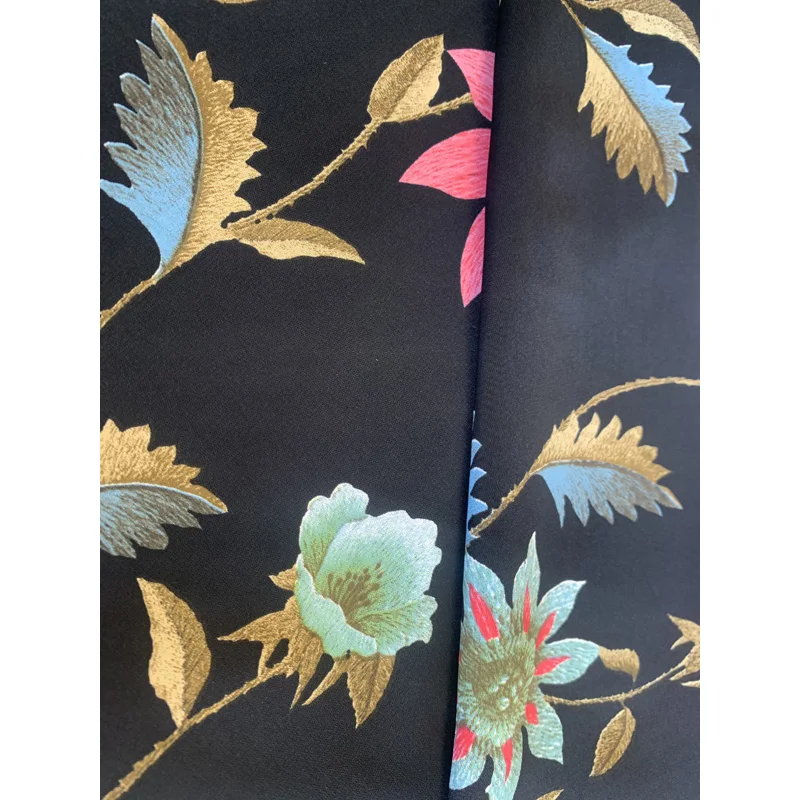 New textiles spandex Flat screen printing with matt broken card satin fabric material