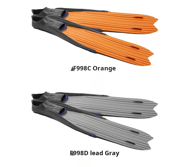 Professional free diving thermoplastic long fins for men and women all white deep diving fishing and rubber swim fins