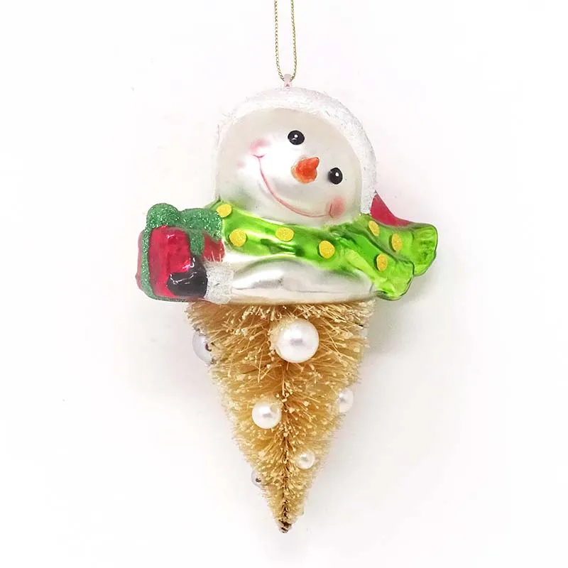 Factory 2024 personalized resin christmas glass snowman with christmas tree decoration