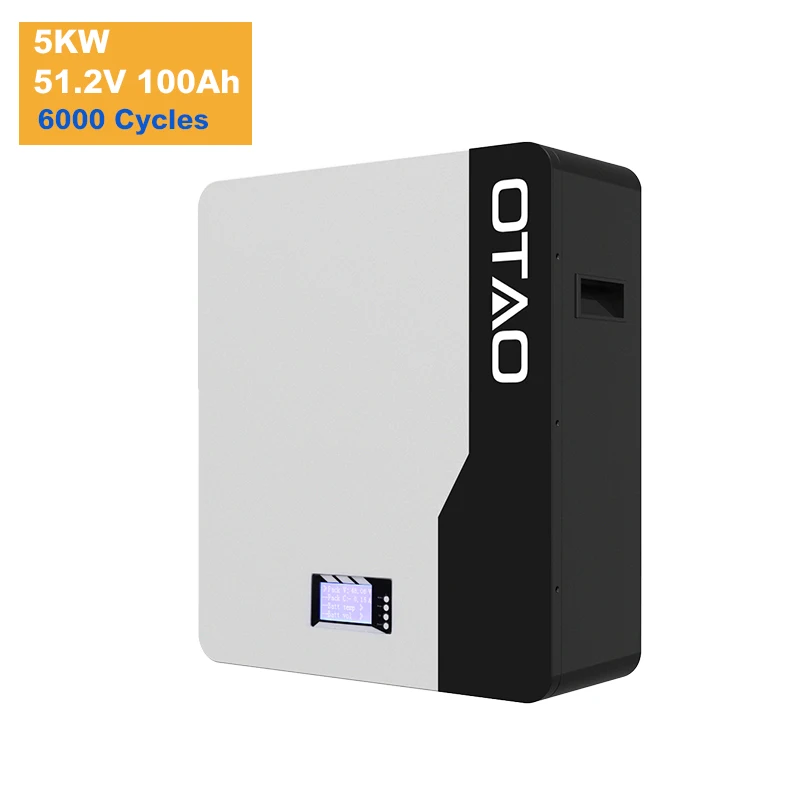 Power Wall Lifepo4 Battery Pack Baterias De Litio 48v 51.2v 200AH 100AH 10kwh Solar Generator Wall Mounted Lithium Ion Battery