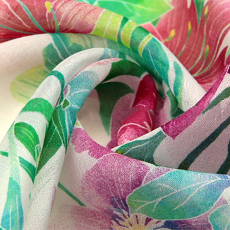 Factory wholesale birds print chiffon silk fabric customized dress chiffon silk fabric