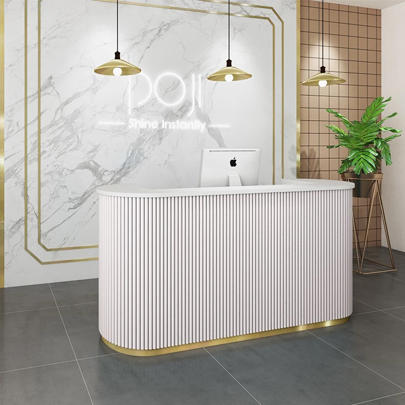 Custom White Modern Wood LED Reception Desk for Office Salon Gym Spa Hotel-for Sale or Use
