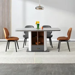 dw1086 quanu luxury 6 chairs family banquet open dining table sideboard cabinet with drawers