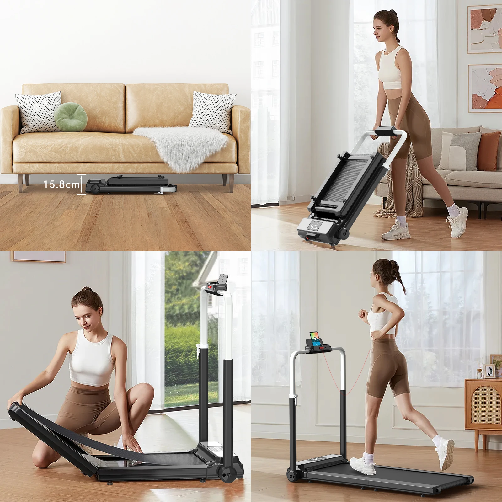 TODO Wholesale Small Folding Walking Pad Treadmill Fitness Equipments Portable Smart Home Use Electric Mini Under Desk Treadmill
