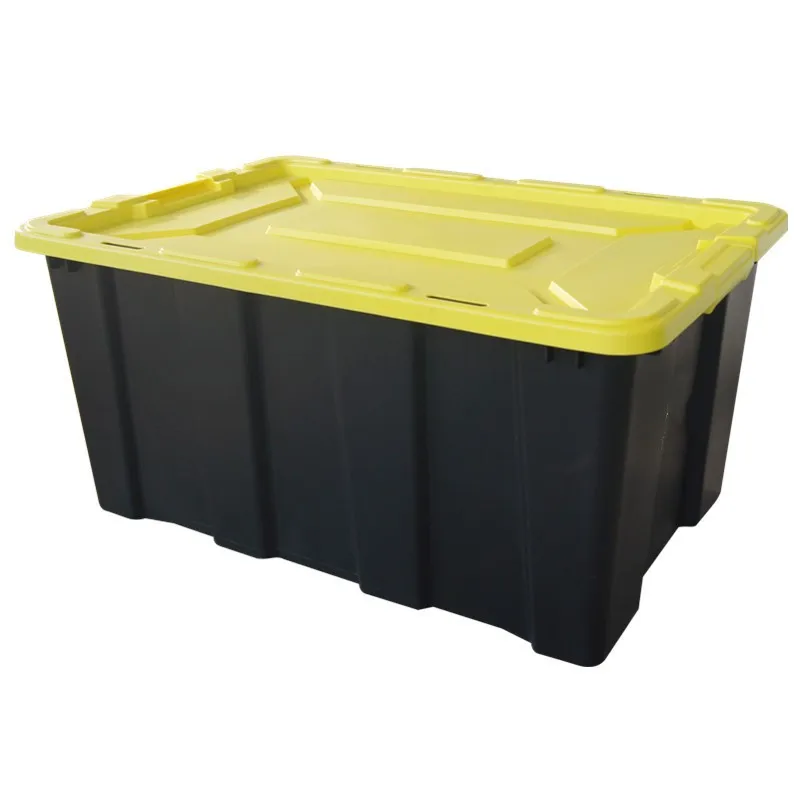 100L Heavy Duty Tub 4 Sizes Black Plastic Organizer Box With Color Lid With Black Lid Tool Box Storage Box For Workshop For Outd