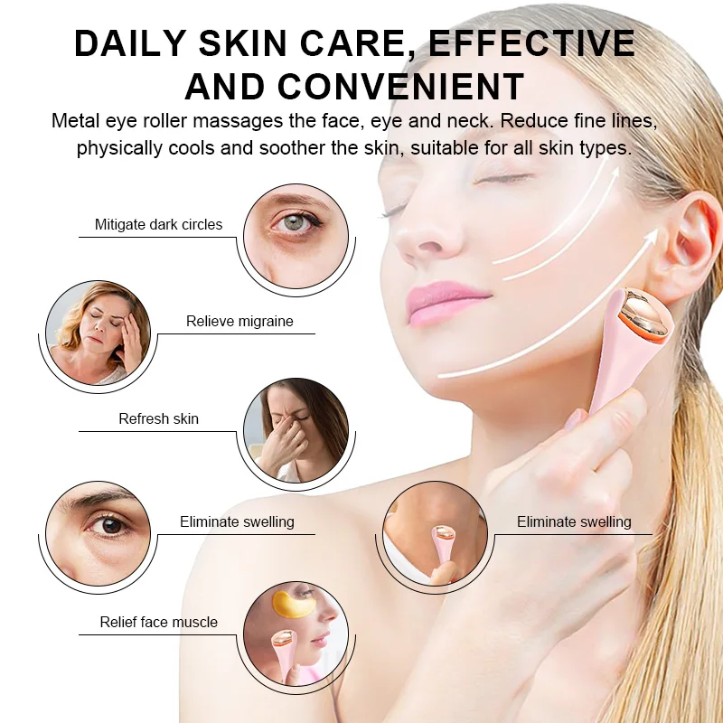 Mini Face Ice Roller Massager Stainless Steel Head Beauty Skin Care Tool Eye Cream Applicator For Relief Facial Puffiness