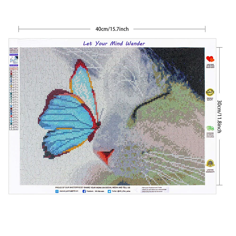 Eco-friendly Full Drill Round Gem Art for Children Gifts Cross Stitch Diamond Painting by Numbers Mosaic Cat Butterfly Kits
