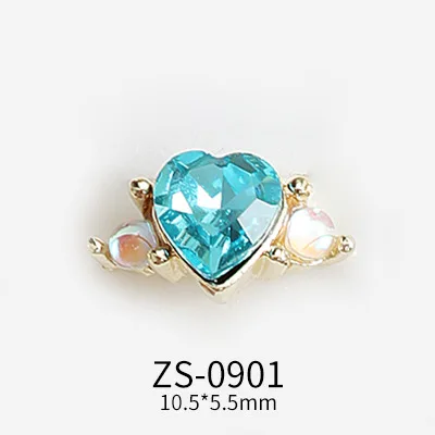 Wholesale Newest Love Heart Shape Nail Rhinestone  Red Pink Green Studs Diamonds Drills Alloy Manicure DIY Deco Tools