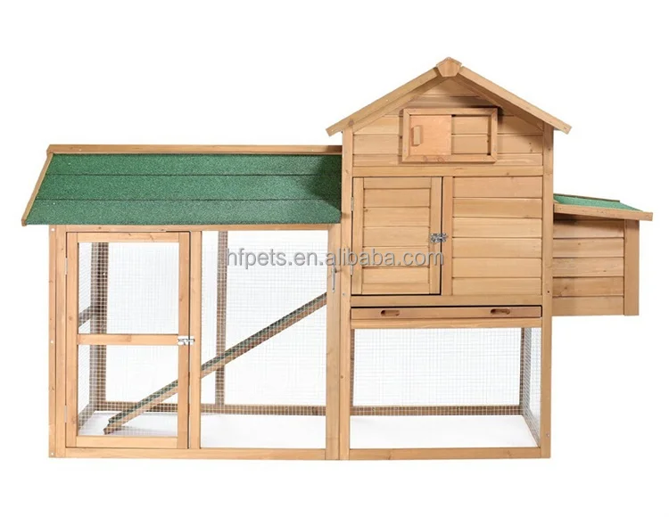 Wooden Chicken Coop Outdoor Backyard Large Fir Wood Coop with Running Fence