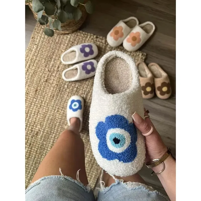 Christmas Trendy Winter Cozy Funny Animal Flower Slippers Men Women Anti-Slip Breathable Thermal Fabric Insole Home Spring