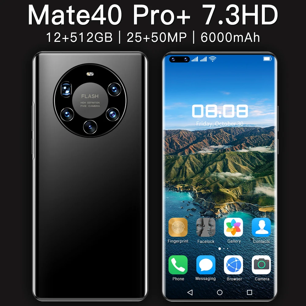 High end Mate 40 Pro Mobile Phone 7 Inch HD Full Display 12+512GB Android 10.0 Cell Phone Smartphone with dual sim