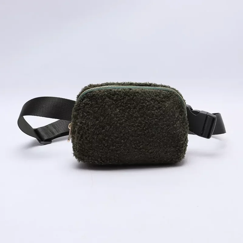 Factory Custom Cute Women Bumbag Outdoor Mini Sherpa Fanny Pack Sport Running Waist Fleece Belt Bag Luxury Bum Hip Crossbody Bag