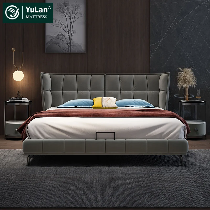 High Quality Modern Design Bedroom Furniture Set  King Size Leather King Beds