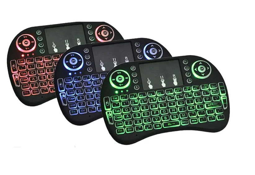 Cheapest i8 mini keyboard backlit RGB 3 color 2.4G wireless air mouse remote control