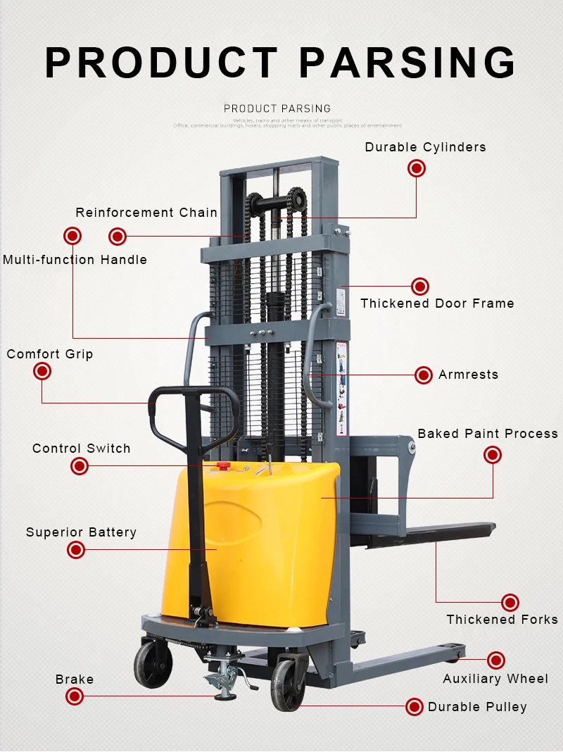 lifting semi electric stackers pallet stacker 1.5ton electric stacking truck forklift