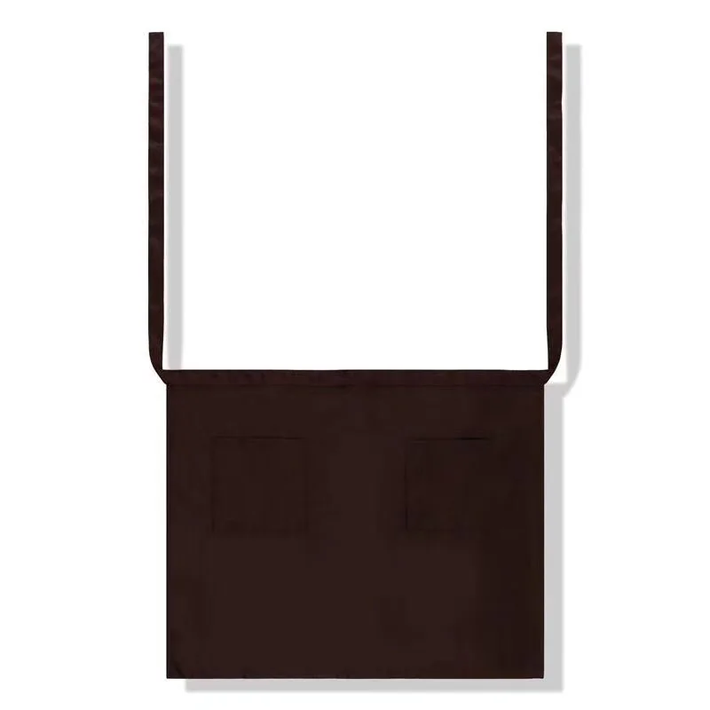 3 Pocket 2 Pocket Custom Black Cotton Polyester Short Waitress Half Server Waiter Apron Waist for Kitchen Coffee Bar