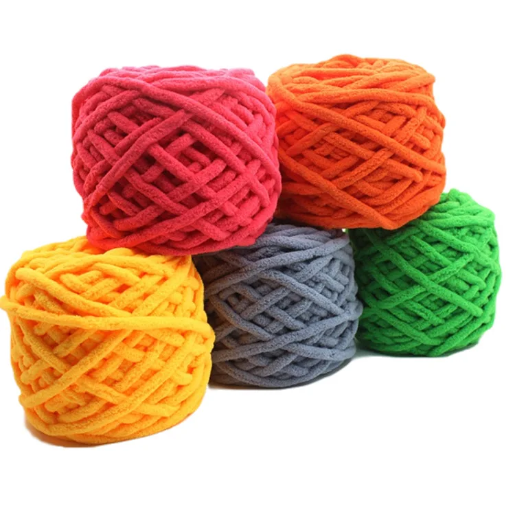 Colorful warm softy chenille yarn 100% polyester diy blanket crochet hand knitting polyester yarn