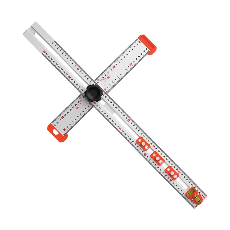 High quality woodworking tools industrial angle ruler multi-function T-ruler punch positioning ruler