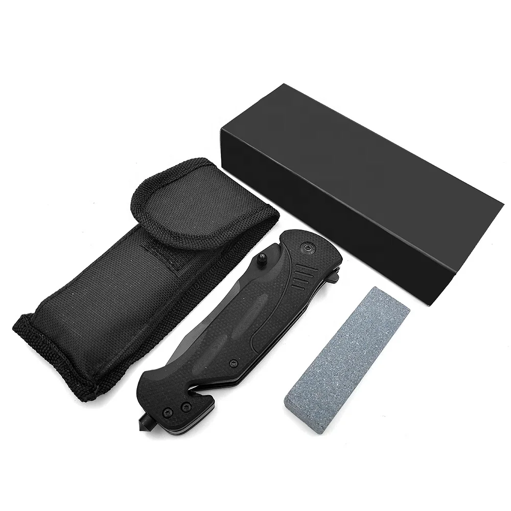 
Spot black portable multifunctional G10 folding knife outdoor tactical camping knife 