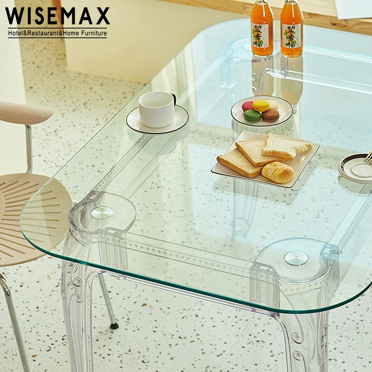 Фабрика мебели WISEMAX новый дизайн Свадебный Банкетный стеклянный обеденный стол круглые и квадратные Прозрачные Акриловые Журнальные