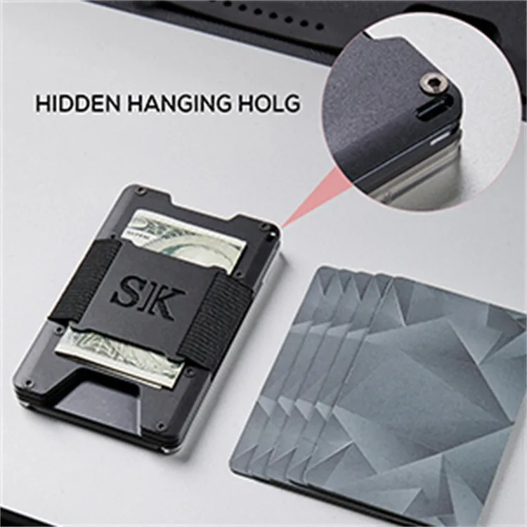 Custom Logo Id Business Liscense Card Holder Rfid Anti Theft Smart Wallet for Men With Elastic Band
