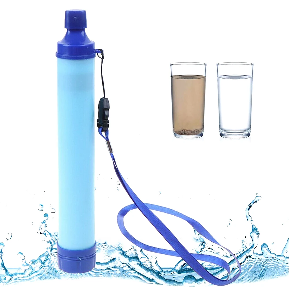 Outdoor Water Purifier Drinking Water Purification Field Survival Portable Straight Drinking Pipette Filter Emergency