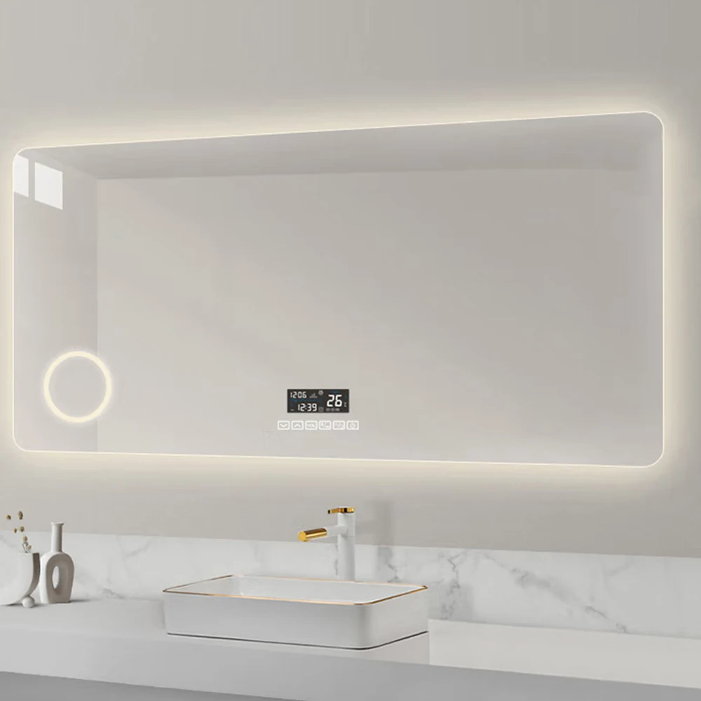 Intelligent bathroom mirror bathroom touch screen wall mounted with COB light comb makeup mirror