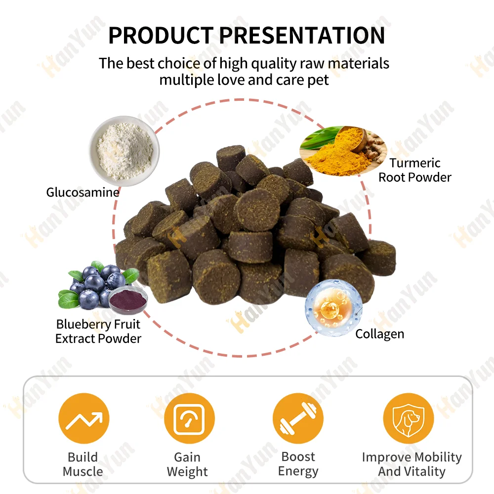 Build Muscle Soft Chews Supplement supports High Protein Gain Growth And Weight - Boost Energy For Pet Dog