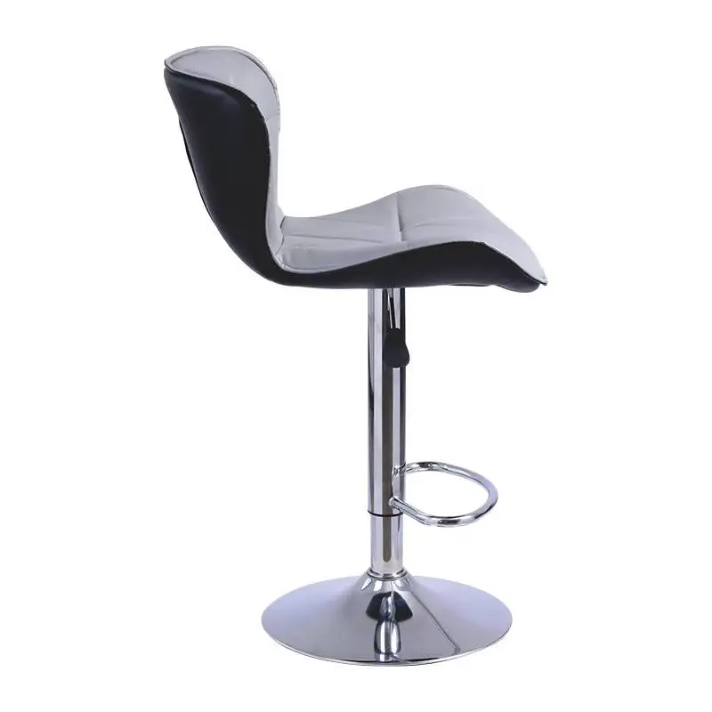 Modern High Bar Chair Luxury Grey Leather Swivel Hydraulic Lifting Rod Luxury Bar Stool High Chair For Bar Table