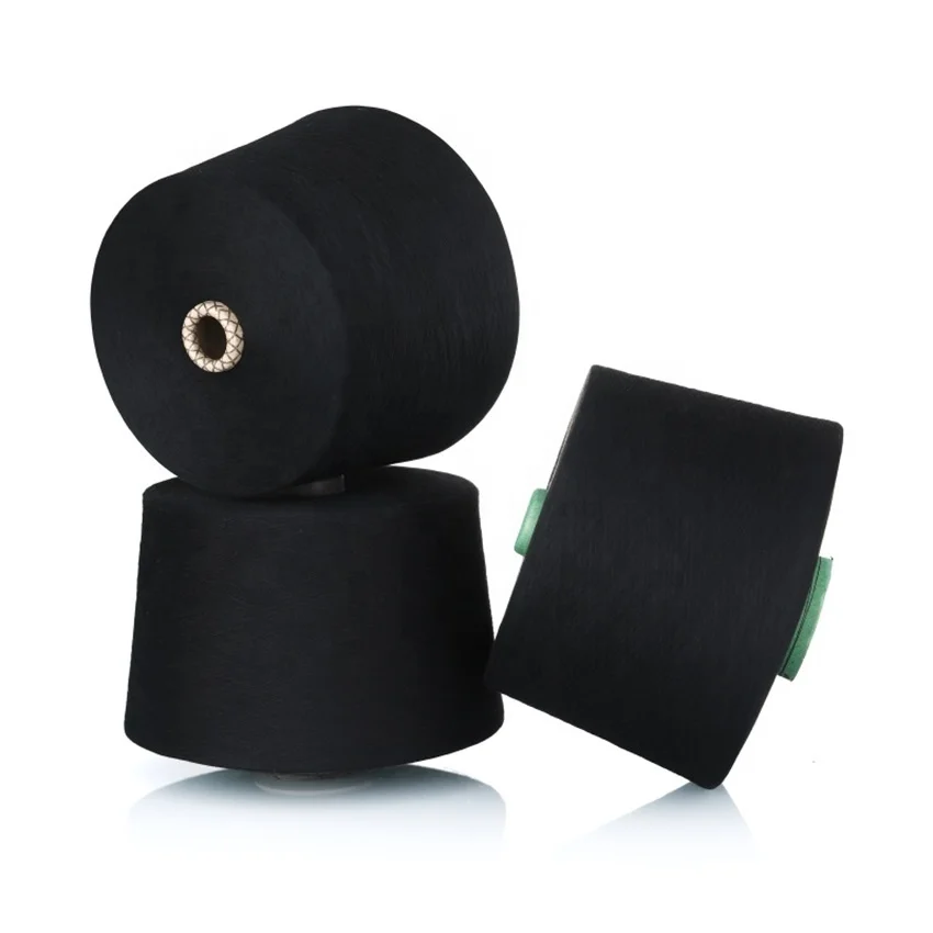 Ne16 Ne21 Black Waxed Textile Yarn 100%Polyester Ring Spun Yarn for Knitting Socks Gloves T-shirt Anti-pilling Unfading Thread