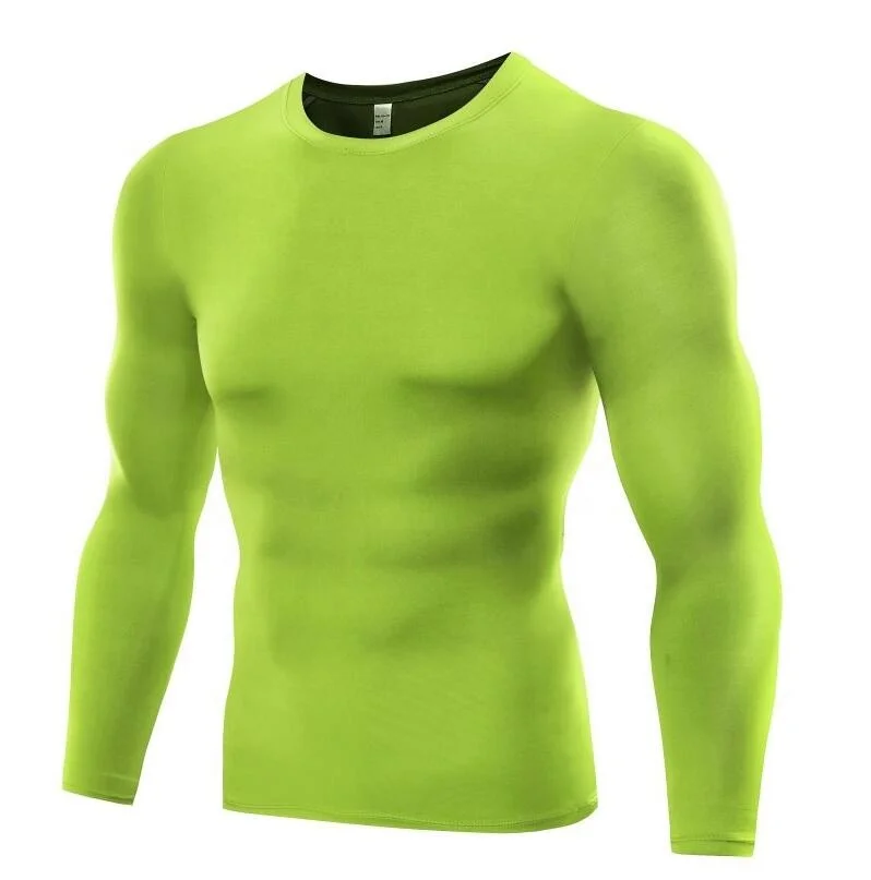 
Mens compression under base layer top long sleeve tights sports quicky dry rashgard running T shirts Gym T shirt fitness shirts 