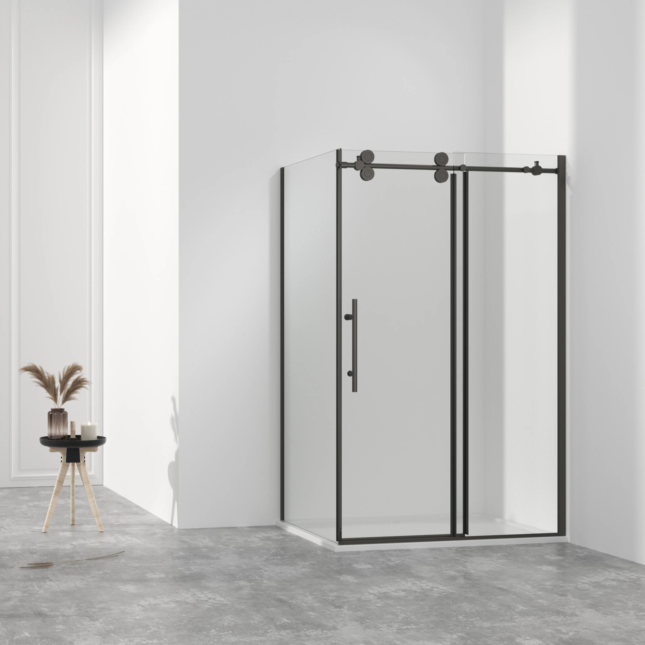 Frameless sliding tempered glass shower door for bathroom