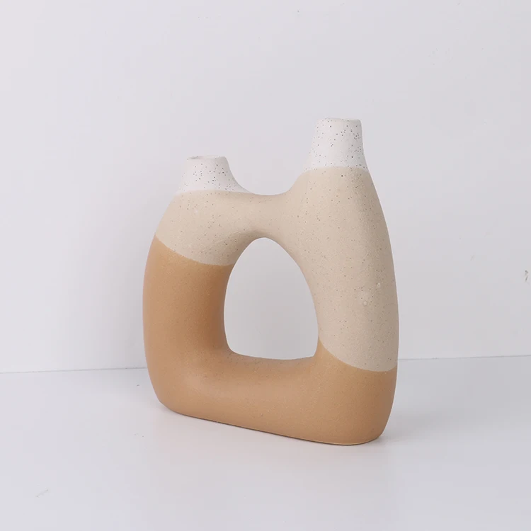 K&B custom antique hollow abstract design stone bud ceramic & porcelain vases for flowers home decor