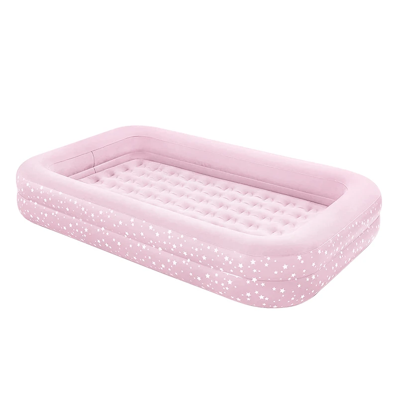 Safe and Comfortable Inflatable Toddler Travel Bed Blow Up Perfect Kids Air Mattress Bed with Raised Sides